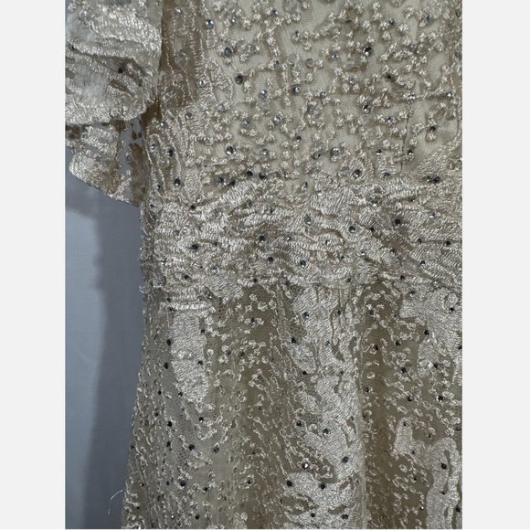 NWT $798 Mac Duggal [ 18 ] Embroidered Flutter Sleeve V-Neck Gown‎ Ivory #S738 - Picture 12 of 16